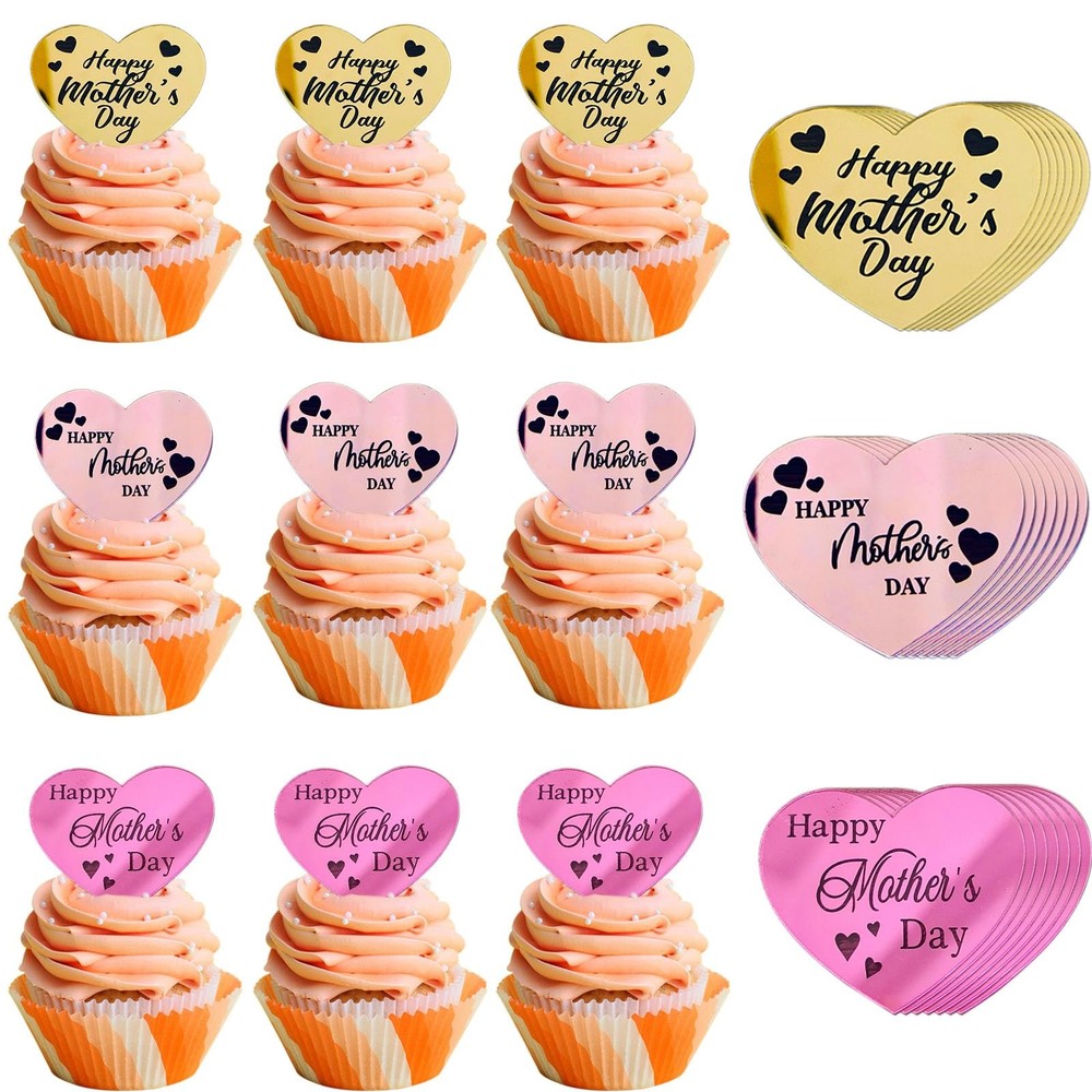 Happy Mother’s Day Cupcake Topper, 30 pcs Mother Day Cake Toppers Acrylic Cak…