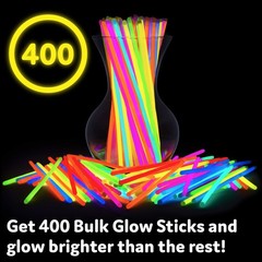 Ultra Bright Glow Sticks Bulk Party Supplies 400 Pack – 8″ Glow in the Dark L…