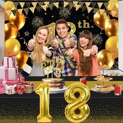 18th Birthday Decorations Boys Girls with Black and Gold
