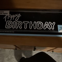Happy Birthday Neon LED Light Sign, Letter Pattern, White/Black