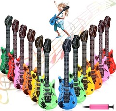 12-Pack Inflatable Blow-up Electric Guitars Assorted Colors 35in Birthday Party