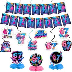6 7 Birthday Decorations Neon Party Decoration 67 Birthday Decoration Set02