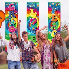 3 Pieces 60s Party Decorations Groovy Love Peace Banners Hippie Porch Signs 1…