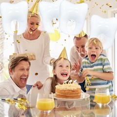 6 Pieces White Tooth Foil Balloons Decorations, 22 Inches Mylar Dental Balloo…