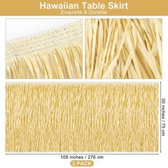 2Pcs Luau Grass Table Skirt 108x30in Hawaiian Party Decor