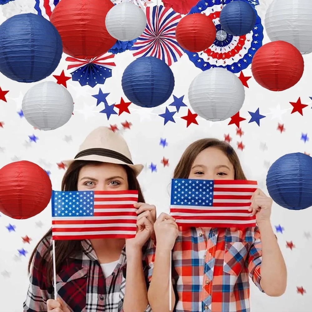 colorful paper lanterns (Red-Blue-White)