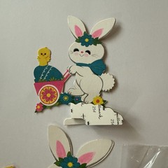 Vtg Hallmark Paper Honeycomb Easter Bunny & Chick Cut Out Table Decor SEE & READ