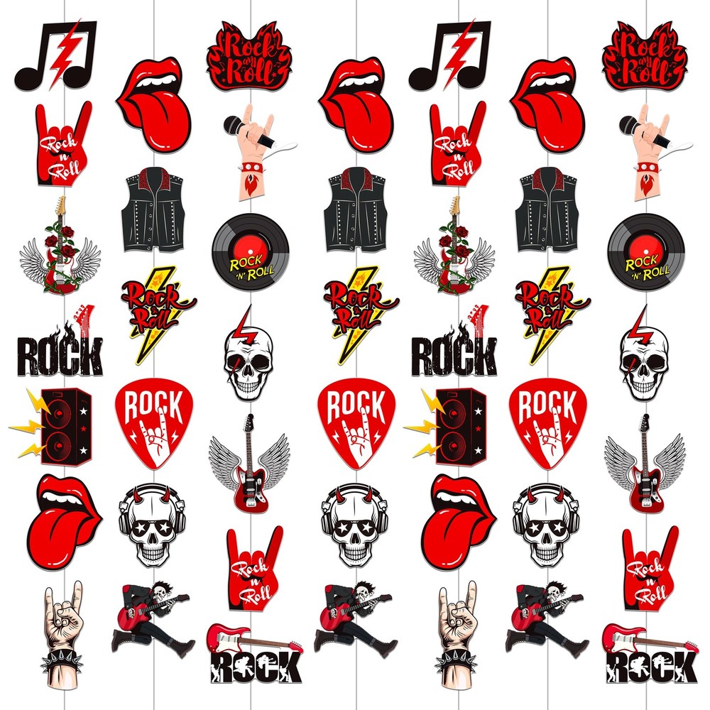 8pcs Rock and Roll Party Hanging Garlands Rock Music Room Wall Decor Rockstar…