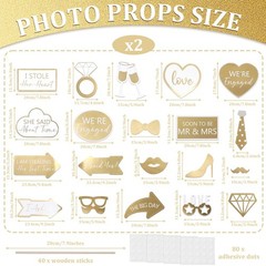 40Pcs Engagement Party Decorations Gold Engagement Photo Booth Props We are E…