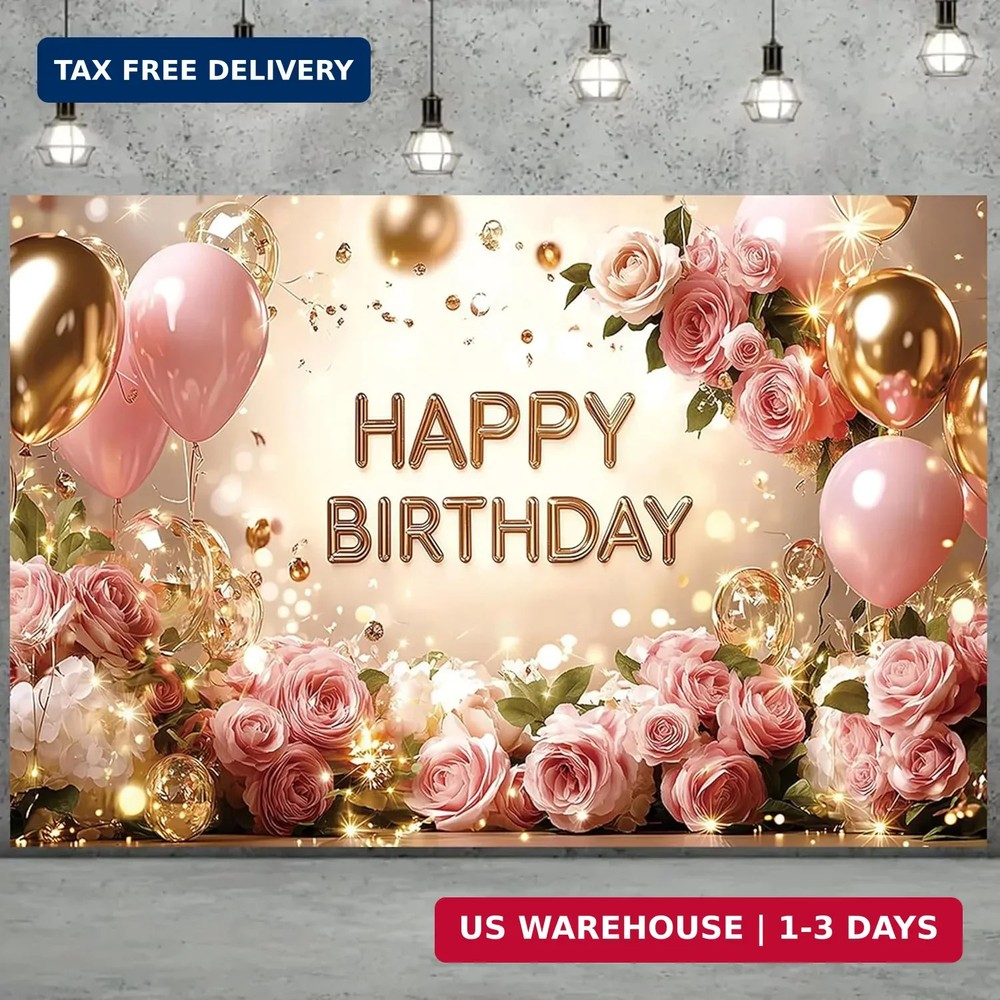 Birthday Backdrop Birthday Banner for Women 71 x 43 Inc Happy Birthday Backdrop
