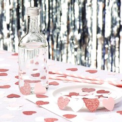 Rose Gold Pink White Heart Confetti 300PCS Party Decor for Wedding Shower