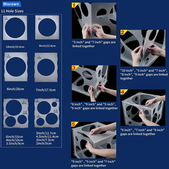 11 Holes White Collapsible Plastic Balloon Sizer Cube Box, 2-10 Inch Balloon Siz