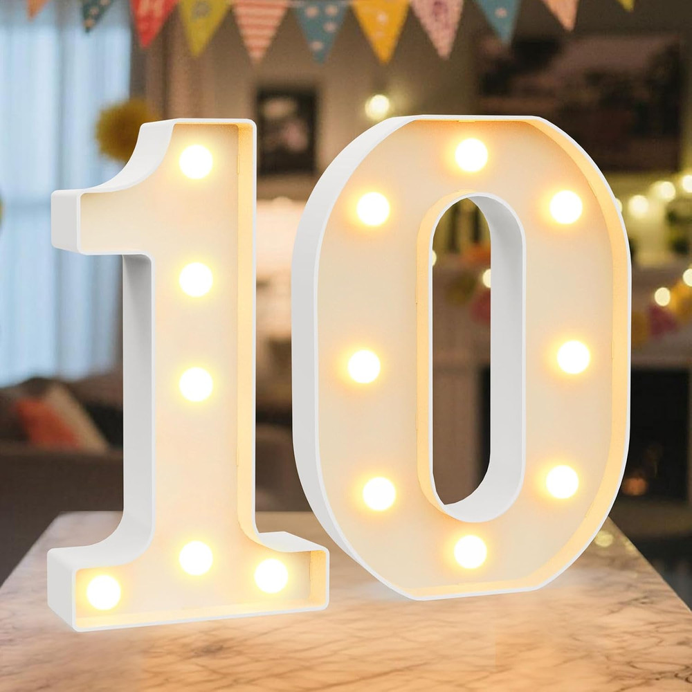 8.86 Inch Marquee Light up Numbers 10 for Party Decorations | Birthday Number De
