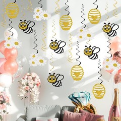 Honey Bumble Bee Hanging Swirl Decorations – Glitter 21 Pcs Bee Baby Shower P…