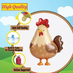 5 Pcs Chick Balloons Set – Farm Chicken Shaped Balloons for Spring Farm Anima…
