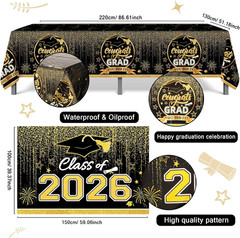 Graduation Decorations 2026, Black and Gold Balloon Garland Arch, Black and Gold