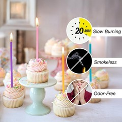 Apluselection 40-Count Rainbow Birthday Candles, Tall Thin 5.5, Multicolor