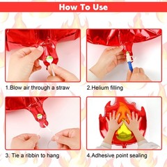 5Pcs 30 Inch Large Fire Balloons, Aluminum Foil Flame Balloons Decorations, R…