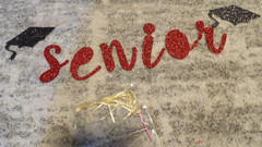Senior Red and Black Glitter Banner for Graduation Theme NEW