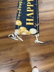 Large Happy 18Th Birthday Decoration Banner Black And Gold Happy 18Th