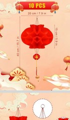10 Pack Chinese Red Paper Lanterns Hanging Red Paper Chinese New Year Festive