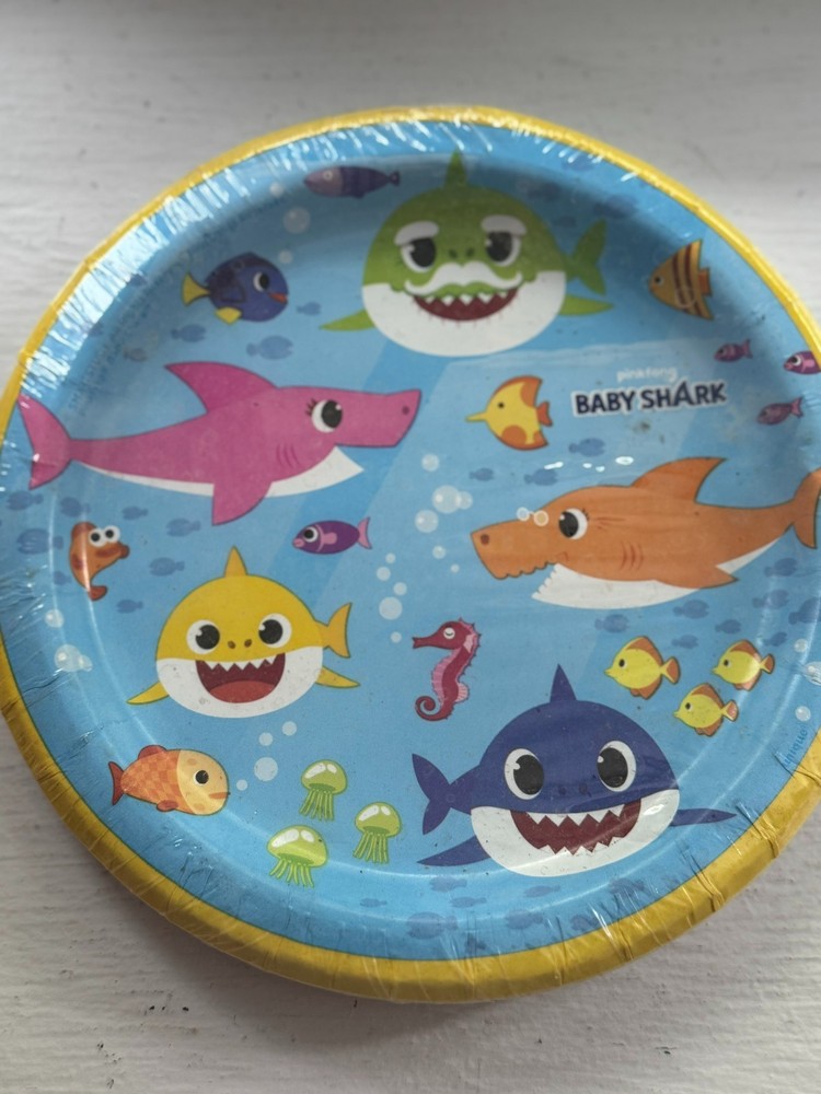 Baby Shark Birthday Party Plates Supplies 8 Count 6 3/4 inches