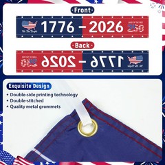 250th Anniversary USA Banner Flag, America 1776-2026 250 Years USA Birthday A…
