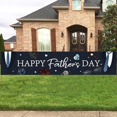 Happy Father’s Day Banner, Black, 98″ x 20″ Rectangular, Standard Banner with Gr