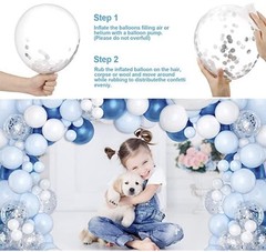 Blue Balloon Kit Blue White Chrome Confetti Luxury Party Decor