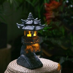 Resin Solar Pagoda Lantern LED Pathway Light for Garden Patio Lawn Outdoor Use