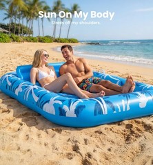 Inflatable Tanning Pool Lounger Float with Sprinkler, X-Large Pool Floats wit…