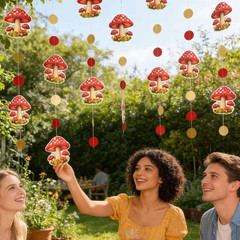 4Pcs Mushroom Garland Party Decorations for Fairy Birthday Baby Shower Tea Garde