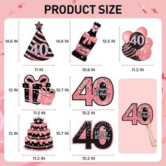 40th Birthday Decorations for Women – 7 Pcs Birthday Yard Signs with Stakes