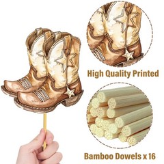 16 PCS Western Cowboy Boots Hat Theme Centerpiece Sticks Party Decorations
