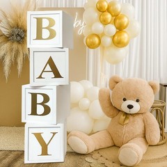 Baby Shower Decorations Baby Balloon Boxes Blocks with 30 Letters for DIY Boy…