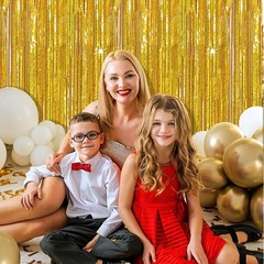 3 Pack Gold Backdrop Birthday Decorations Foil 3.28 ft x 6.56 ft,