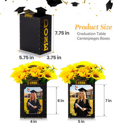 12 Pcs Graduation Box Centerpieces for Table, 6/7 Inch Photo Display Frame & Hol