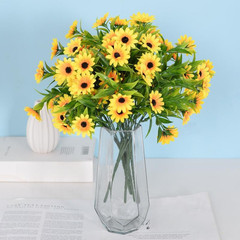 Silk and Plastic Yellow Sunflower Bouquet 15 pcs for Indoor Outdoor Use