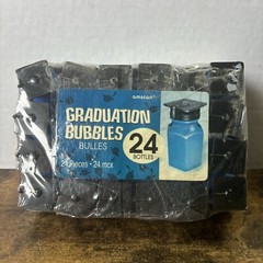 Graduation Party Blow Bubbles! – 24 Mini Graduate Hat & Gown Shaped Bottles VTG
