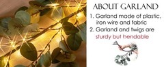 Lighted Eucalyptus Garland Battery Operated with Timer 6FT 96 LED Artificial