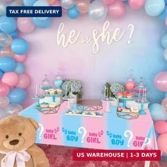4Pcs Gender Reveal Tablecloth – Gender Reveal Table Decorations Rectangular Pink