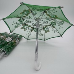 Thy Collectibles 6 Mini Lace Umbrella Parasols W/ Sequins Party 11.6” Green New