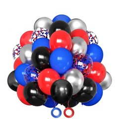 Red and Blue Balloons, 12 Inches Red Blue Black Silver Balloon for Man Boys P…