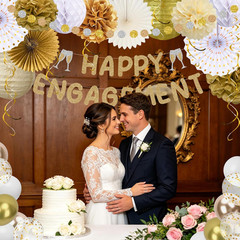 Engagement Party Decorations Glitter Champagne Gold Happy Engagement Banner