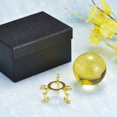 1Set 60mm/2.4″ K9 Crystal Ball Decorative Ball w Box and Metal Stand Yellow
