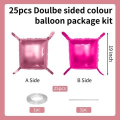 Hot Pink and Rose Double Sided Square Foil Balloons Wall,19 Inches Pink Metal…