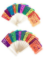 Set of 24 Pcs Multi-Colored Mini Mexican Paper Papel Picado Tissue Banner Fla…