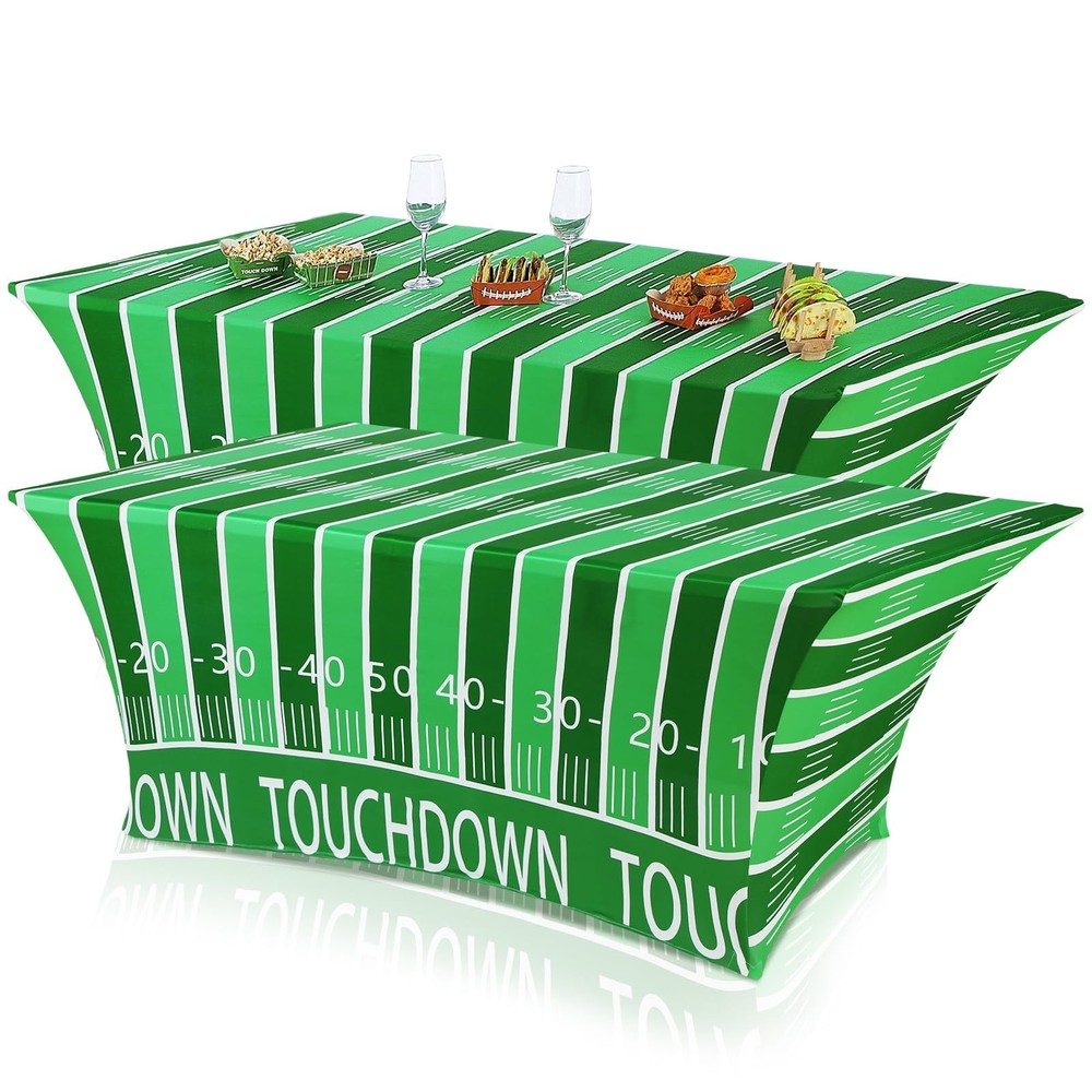 Oudain 2 Pcs Football Stretch Table Cover 6 Feet Football Spandex Table Clothes