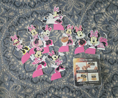 Minnie Mouse Disney Birthday Party Paper Cupcake Toppers Pink Black White