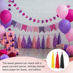 15 Pcs Tassel Garland, Bright Red Black Yellow Tassels